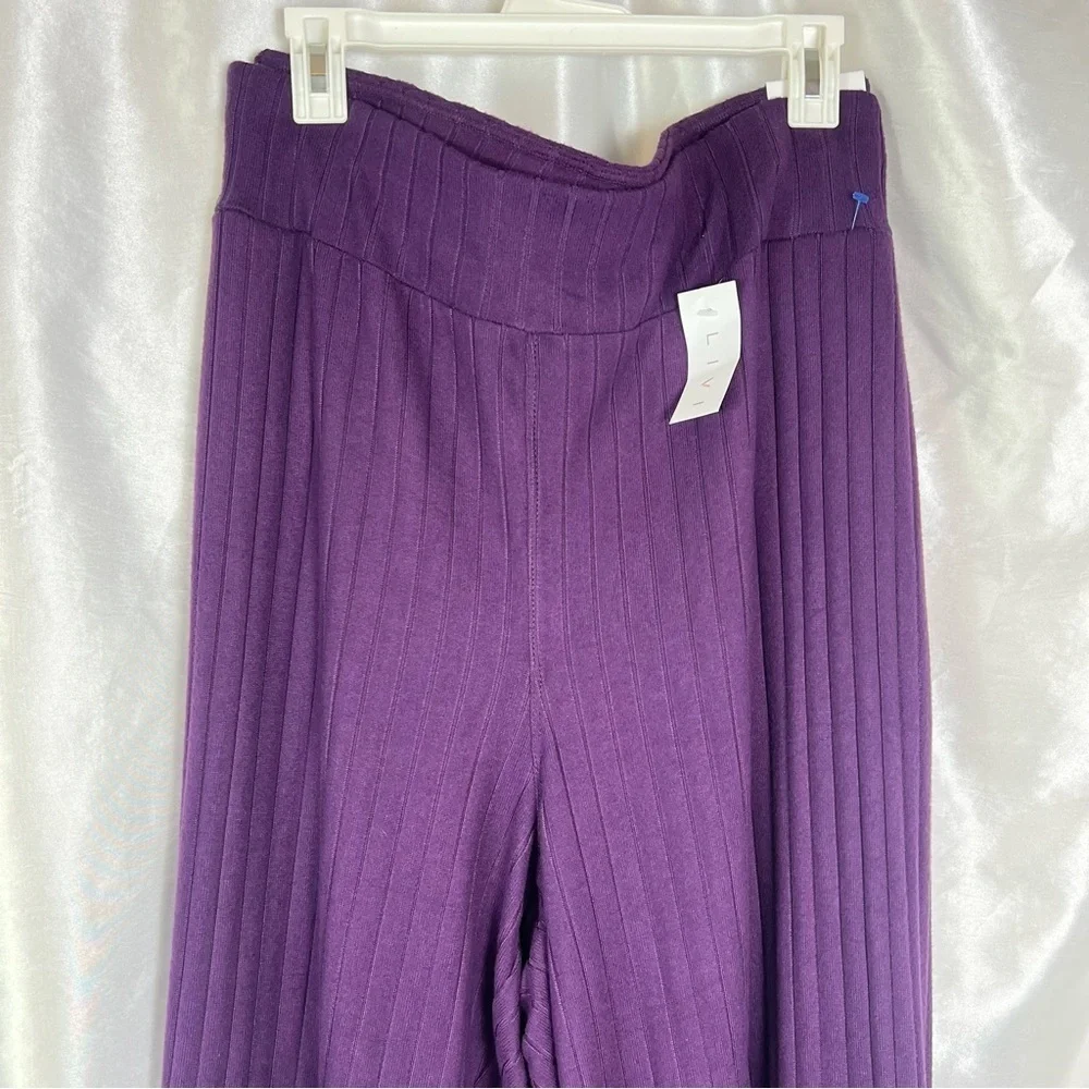 Lane Bryant LIVI Purple Hacci Rib Knit Wide Leg Lounge Pants 26/28 NWT